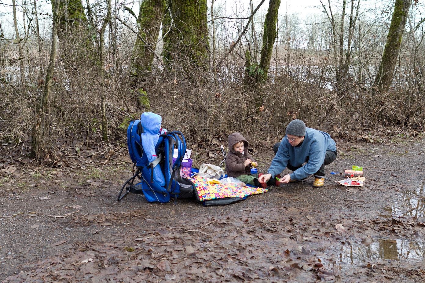 January 01, 2011 - An outing to play with various toy boats in a large puddle.