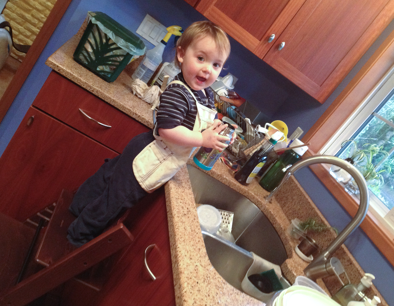 March 15, 2012 - Simon is helping do dishes