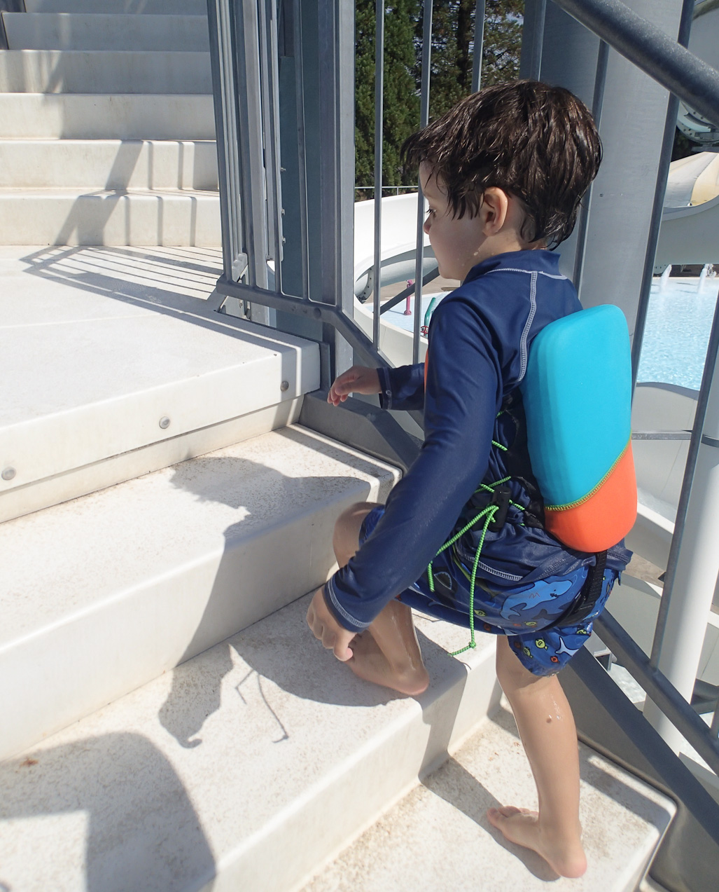  September 15, 2012 - This marks the first day of Peter heading down the big water slide all by himself.