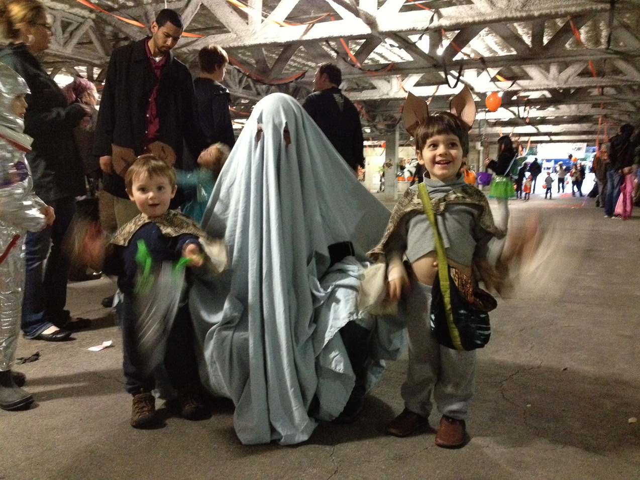  October 31, 2012 - Daddy says boo. The boys are bats.